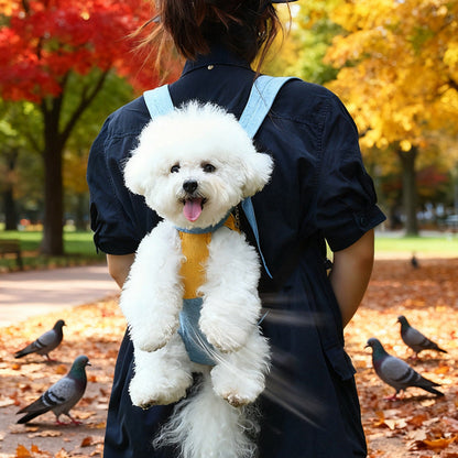 Red and white two-tone style Pet Carrier Backpack Front Chest Pack Legs Out Breathable Mesh for Small Dogs Cats Hiking Travel Hands Free Adjustable Design(Size:L)