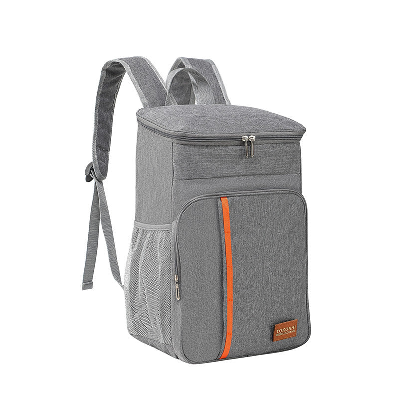 Grey Large Capacity Insulated Cooler Backpack 20.5L Leakproof Thermal Lunch Bag Waterproof Soft Sided Cooling Rucksack for Camping Picnic Beach & Work.