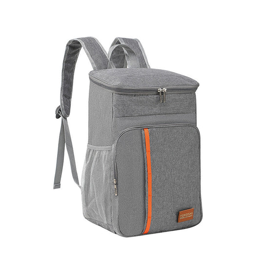 Grey Large Capacity Insulated Cooler Backpack 20.5L Leakproof Thermal Lunch Bag Waterproof Soft Sided Cooling Rucksack for Camping Picnic Beach & Work.