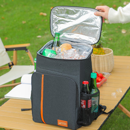 Grey Large Capacity Insulated Cooler Backpack 20.5L Leakproof Thermal Lunch Bag Waterproof Soft Sided Cooling Rucksack for Camping Picnic Beach & Work.