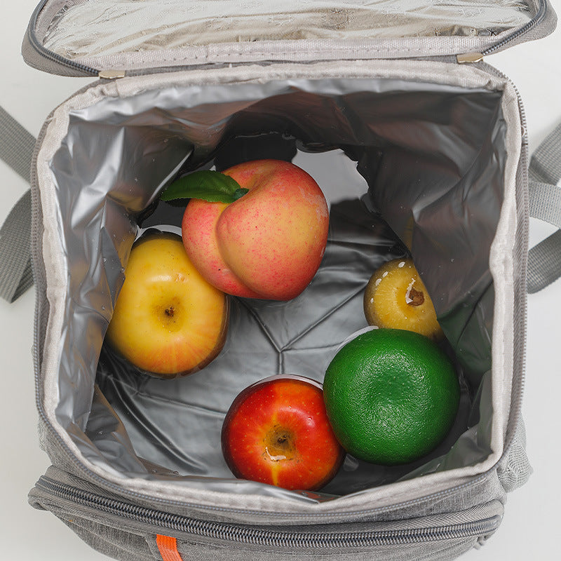 Grey Large Capacity Insulated Cooler Backpack 20.5L Leakproof Thermal Lunch Bag Waterproof Soft Sided Cooling Rucksack for Camping Picnic Beach & Work.