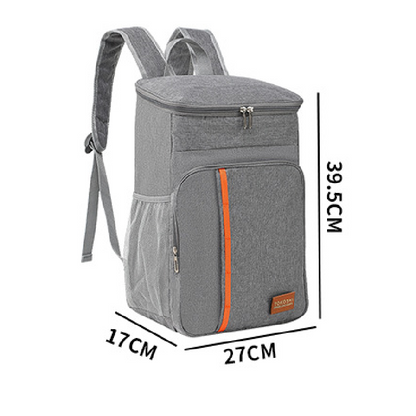 Grey Large Capacity Insulated Cooler Backpack 20.5L Leakproof Thermal Lunch Bag Waterproof Soft Sided Cooling Rucksack for Camping Picnic Beach & Work.