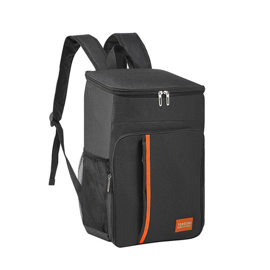 Black Large Capacity Insulated Cooler Backpack 20.5L Leakproof Thermal Lunch Bag Waterproof Soft Sided Cooling Rucksack for Camping Picnic Beach & Work.