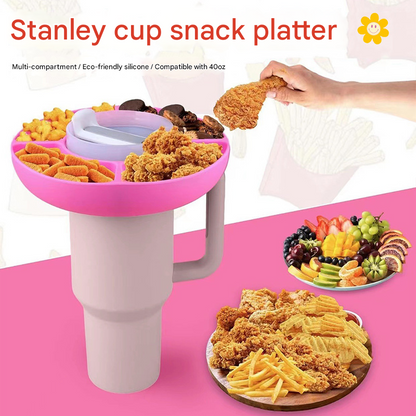 2 Pack Pink Snack Bowl for Stanley 40oz Tumbler with Handle Reusable Silicone Snack Ring Divider Tray for Movie Night Road Trip and Camping