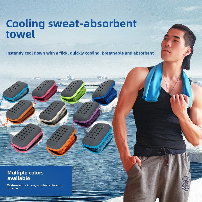 2-PCS Bright green Instant Cooling Towel with EVA Case 30x90cm Breathable Ice Silk Sports Towel Quick Dry for Gym Yoga and Outdoor Workouts