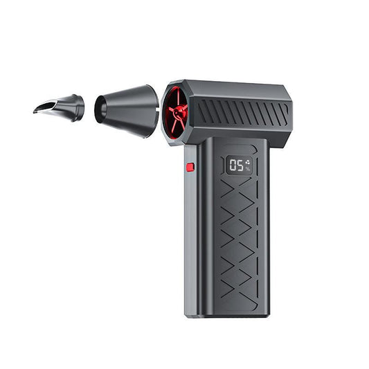 Black High Power Portable Jet Fan Air Blower 130000 RPM Electric Duster for Snow Removal Car Drying Camping and Outdoor Cleaning.