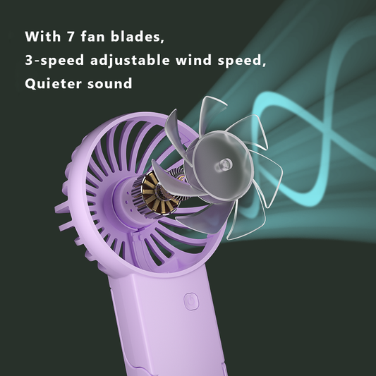 Green 2 Pack Mini Portable Handheld Fan Foldable Desktop Personal Fan USB Rechargeable Pocket Fan with 3 Speeds for Travel Office and Outdoor.