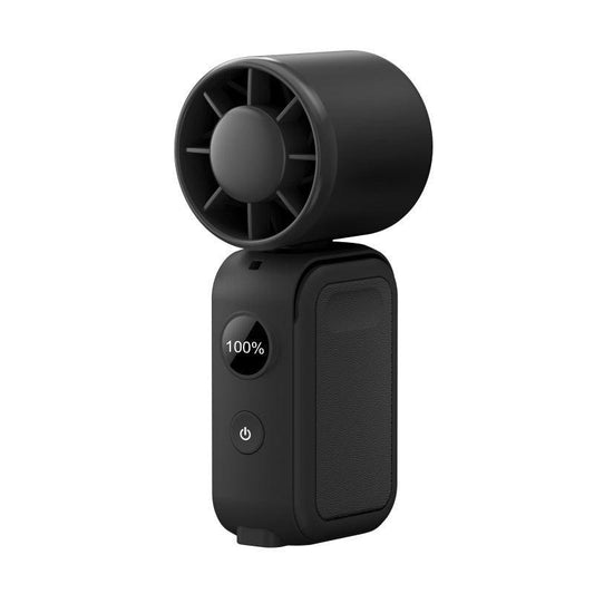 Black Portable Handheld Fan 350 Degree Rotation Foldable Neck Hanging Waist Fan with Magnetic Base LED Display 5 Speed Personal Fan.