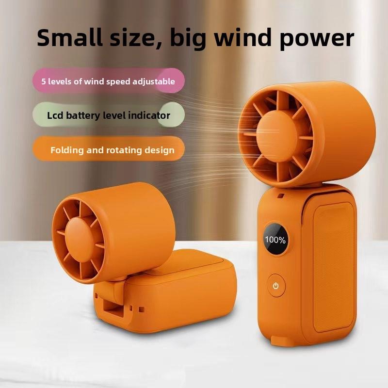 Pink Portable Handheld Fan 350 Degree Rotation Foldable Neck Hanging Waist Fan with Magnetic Base LED Display 5 Speed Personal Fan.