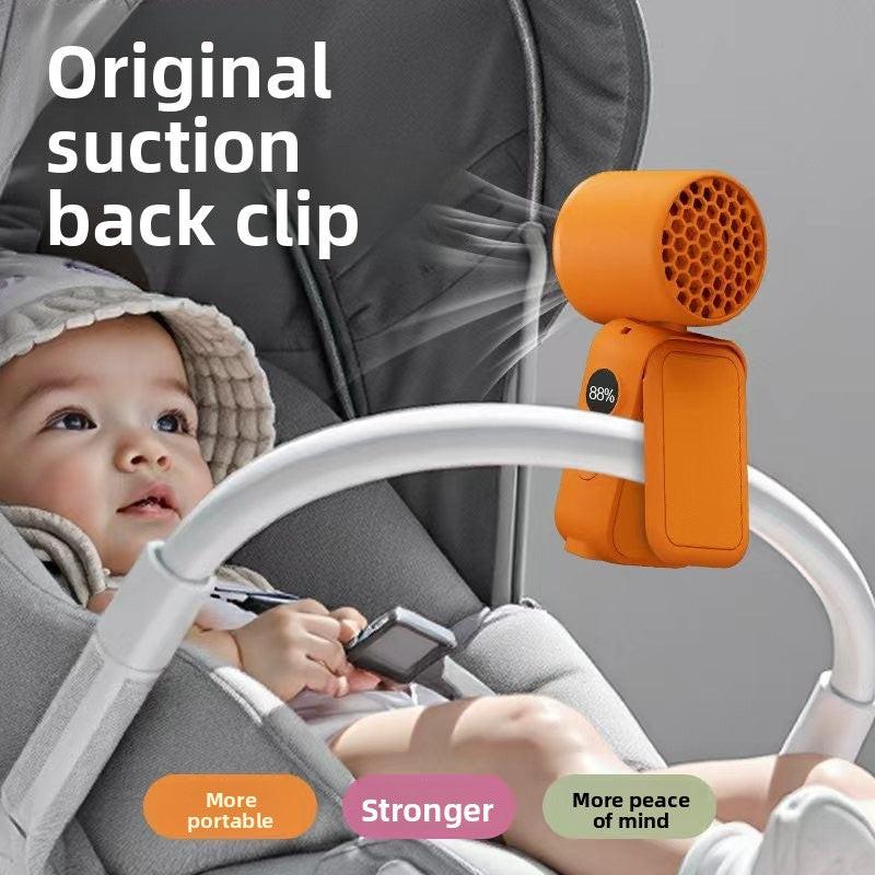Pink Portable Handheld Fan 350 Degree Rotation Foldable Neck Hanging Waist Fan with Magnetic Base LED Display 5 Speed Personal Fan.