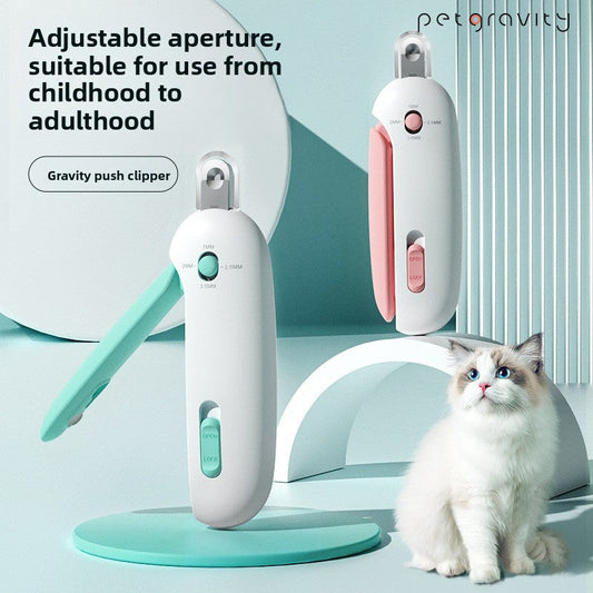 2-PCS Green Adjustable Pet Nail Clipper with Safety Guard Professional Cat Dog Claw Trimmer with Hidden Nail File and Splash Proof Box