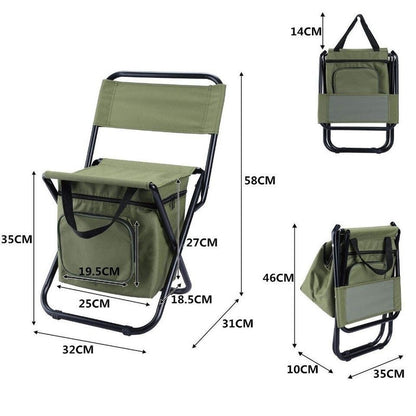 Blue 3-in-1 Portable Folding Camping Chair with Built-in 10L Cooler Bag Lightweight Backpack Stool for Fishing Beach and Outdoor Picnics
