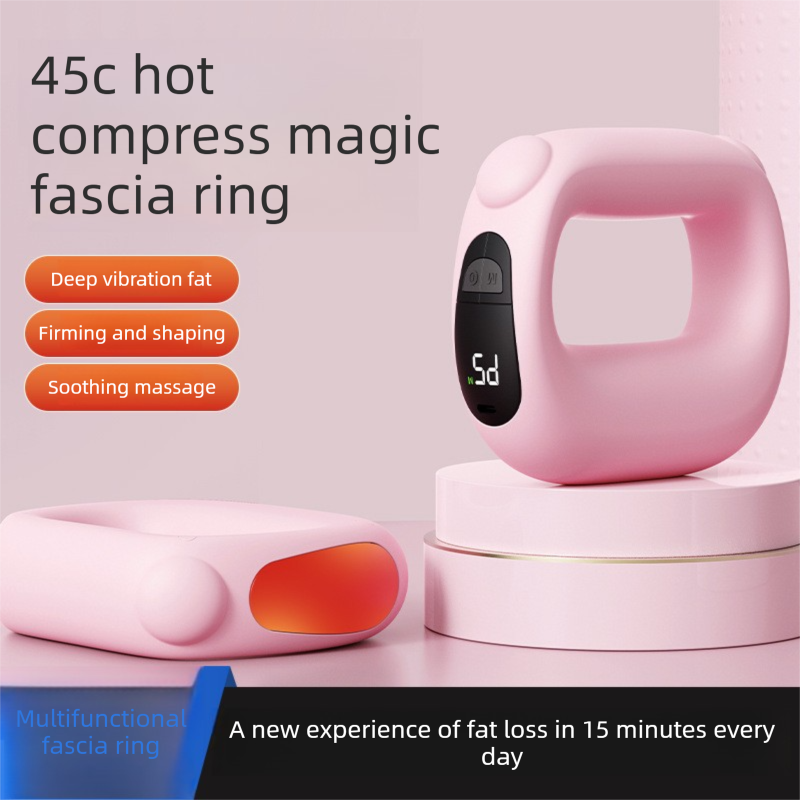 Brown Portable Fascia Massage Ring Vibration Massager with Heat and LED Display for Muscle Relaxation and Body Shaping