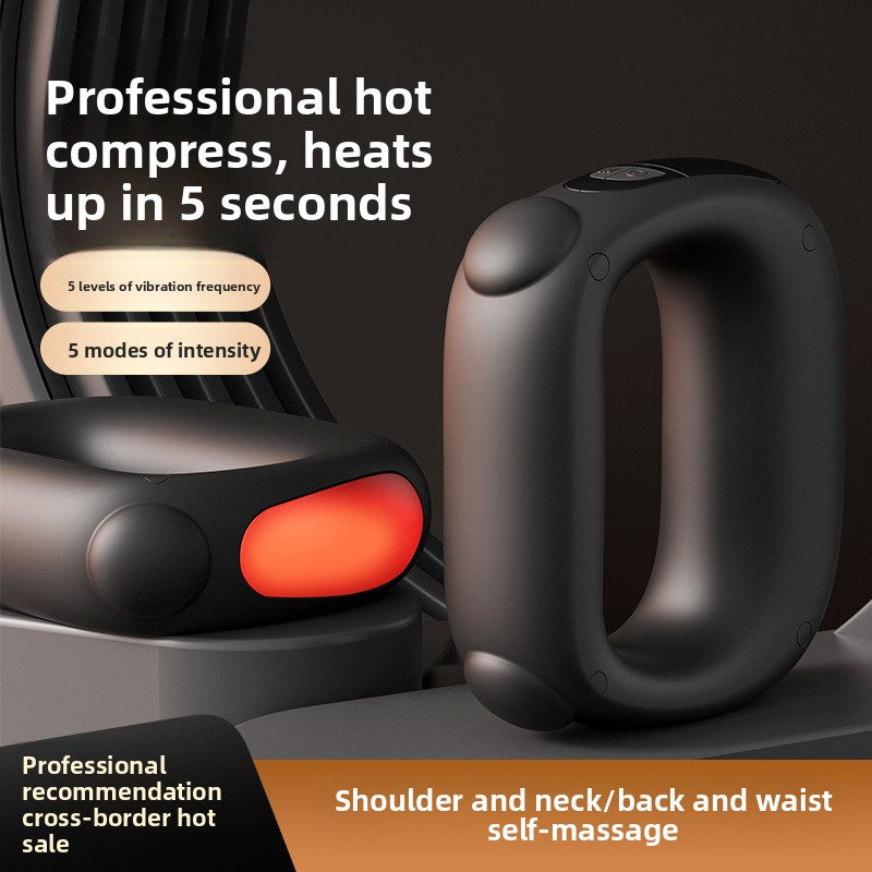 Brown Portable Fascia Massage Ring Vibration Massager with Heat and LED Display for Muscle Relaxation and Body Shaping