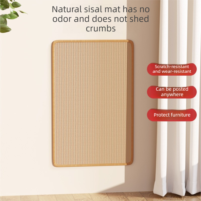 3-PCS Self-Adhesive Sisal Cat Scratching Mat Vertical Wall Mounted Scratcher Board for Furniture Protection(30cm*40cm)