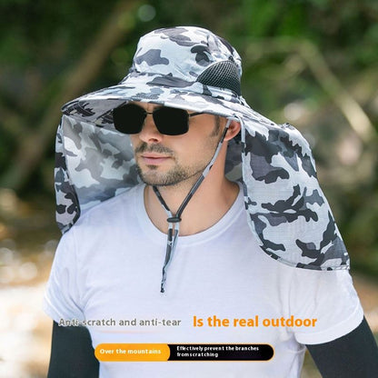 Khaki UPF 50+ Sun Protection Fishing Hat Wide Brim Neck Flap Quick Dry Bucket Hat for Outdoor Hiking and Gardening