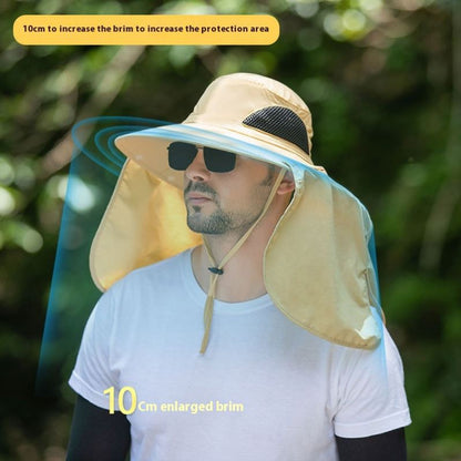 Camouflage light grey UPF 50+ Sun Protection Fishing Hat Wide Brim Neck Flap Quick Dry Bucket Hat for Outdoor Hiking and Gardening