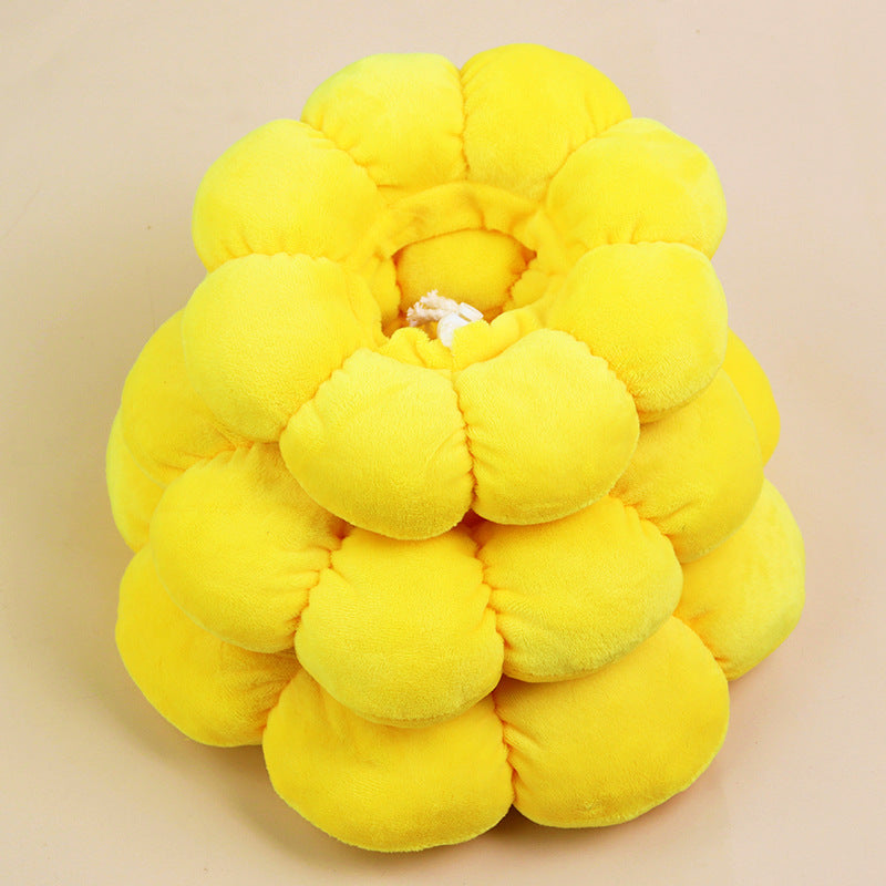 3-Pcs Soft Yellow Sunflower Elizabethan Collar Adjustable Pet Cone for Cats and Small Dogs Anti-Bite Recovery Neck Pillow(M)