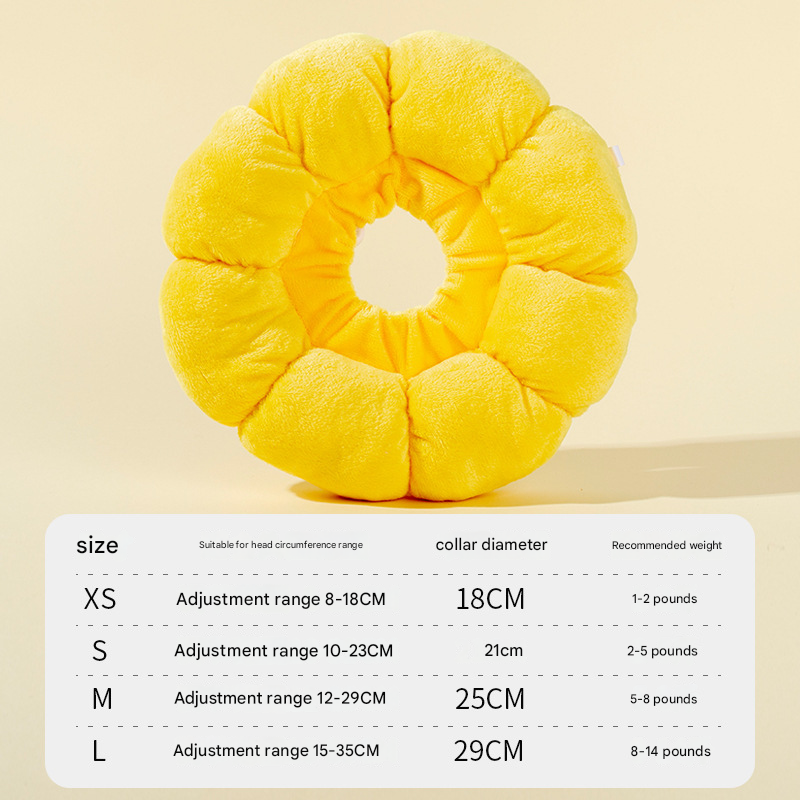 3-Pcs Soft Yellow Sunflower Elizabethan Collar Adjustable Pet Cone for Cats and Small Dogs Anti-Bite Recovery Neck Pillow(M)