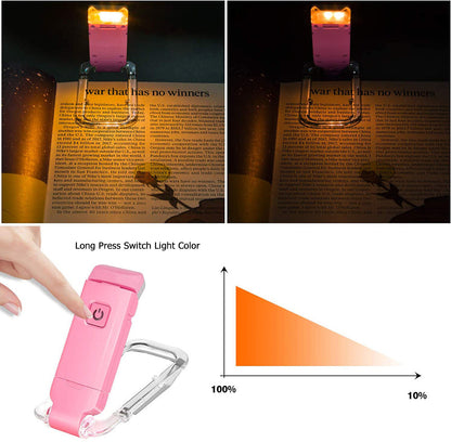 2-PCS Black Mini USB Rechargeable LED Book Light Eye Protection Reading Lamp with Adjustable Clip and Brightness for Kids Students Travel