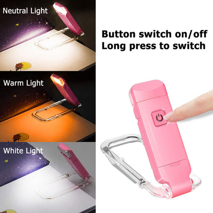 2-PCS Black Mini USB Rechargeable LED Book Light Eye Protection Reading Lamp with Adjustable Clip and Brightness for Kids Students Travel