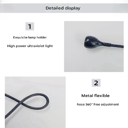 Silver 3W UV LED Gel Nail Curing Lamp Clip On Flexible Gooseneck Light 4 Brightness Levels for Gel Polish and Resin Curing