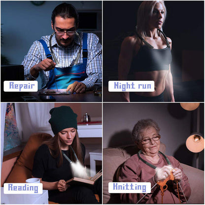 Black Hands-Free USB Rechargeable Neck Reading Light 3 Colour Modes Flexible LED Book Lamp for Night Reading Knitting Repairing