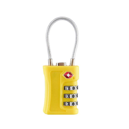 Yellow TSA Approved Cable Combination Padlock 3-Digit Security Lock for Travel Luggage Suitcase Gym Lockers Durable Steel Wire Australian Travel Essential.