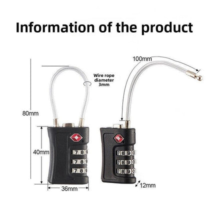 Red TSA Approved Cable Combination Padlock 3-Digit Security Lock for Travel Luggage Suitcase Gym Lockers Durable Steel Wire Australian Travel Essential.