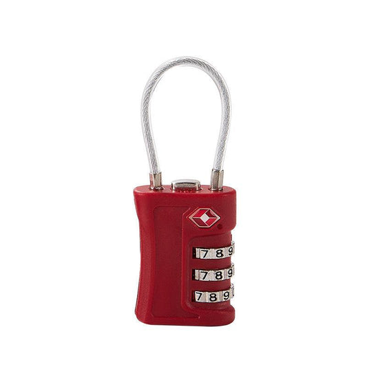 Wine red TSA Approved Cable Combination Padlock 3-Digit Security Lock for Travel Luggage Suitcase Gym Lockers Durable Steel Wire Australian Travel Essential.