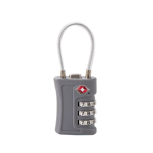 Grey TSA Approved Cable Combination Padlock 3-Digit Security Lock for Travel Luggage Suitcase Gym Lockers Durable Steel Wire Australian Travel Essential.