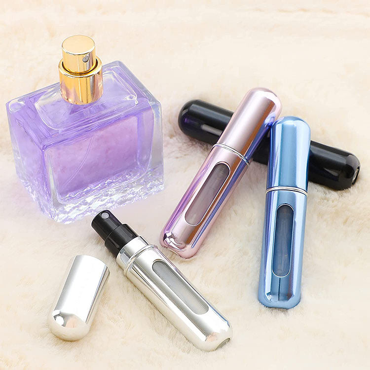 5-Pcs Rose red 5ml Refillable Perfume Atomizer Portable Bottom Fill Travel Spray Bottle for Fragrance and Aftershave Australian Travel Essential