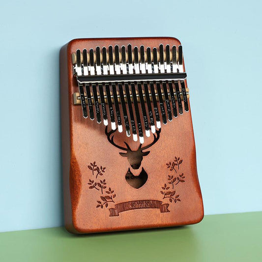Retro forest deer 17 Key Kalimba Thumb Piano Solid Wood Portable Finger Piano for Beginners and Music Lovers Includes Tuning Kit and Bag for Australian Lifestyle(Hand care style).