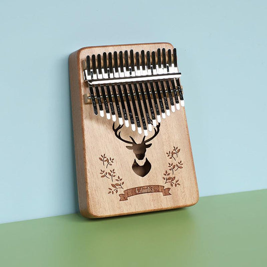 Natural-color forest deer 17 Key Kalimba Thumb Piano Solid Wood Portable Finger Piano for Beginners and Music Lovers Includes Tuning Kit and Bag for Australian Lifestyle.