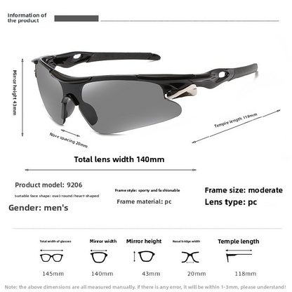 2-PCS Bright black-framed night vision Men's Sports Cycling Sunglasses Windproof PC Frame Wrap Around Design for Riding Fishing Running Reliable Outdoor Protection Australian Style
