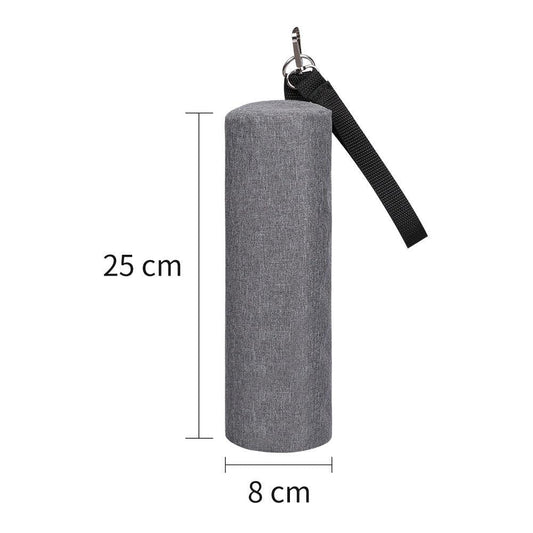 Grey Insulated Golf Beer Cooler Bag Cylindrical Tube Design with PEVA Lining 25cm Portable Crossbody Shoulder Strap for Australian Golf and BBQs.