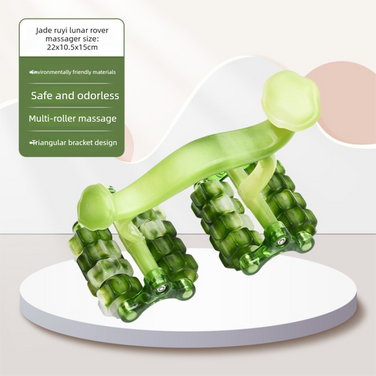 2-Pcs Green Manual Roller Massager Handheld Full Body Relaxation Tool for Back Waist Legs Moon Car Design Ergonomic Deep Tissue Massage for Australian Homes