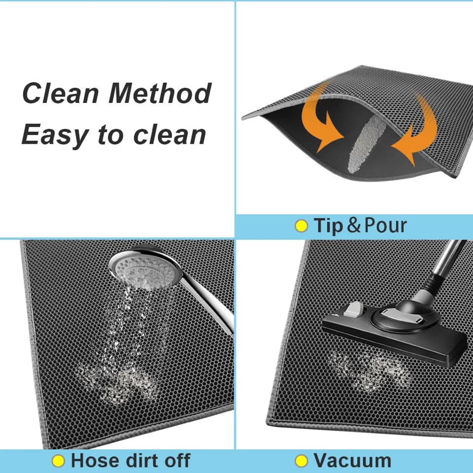 2-PCS Beige Double Layer Cat Litter Mat Honeycomb Design Waterproof EVA Trapping Mat for Litter Box Tracking Control 40x50cm Easy Clean Australian Pet Supplies
