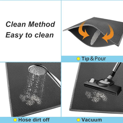 2-PCS Beige Double Layer Cat Litter Mat Honeycomb Design Waterproof EVA Trapping Mat for Litter Box Tracking Control 40x50cm Easy Clean Australian Pet Supplies