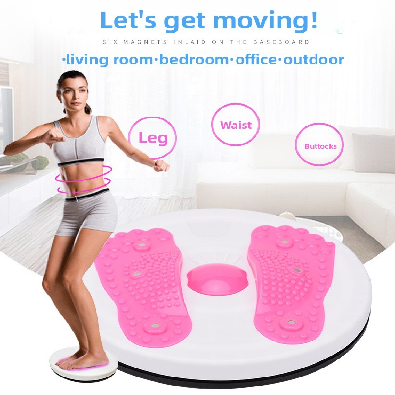 Yellow Magnetic Waist Twisting Disc with Resistance Bands Portable Fitness Board for Home Office Core Training 27.5cm Large Diameter