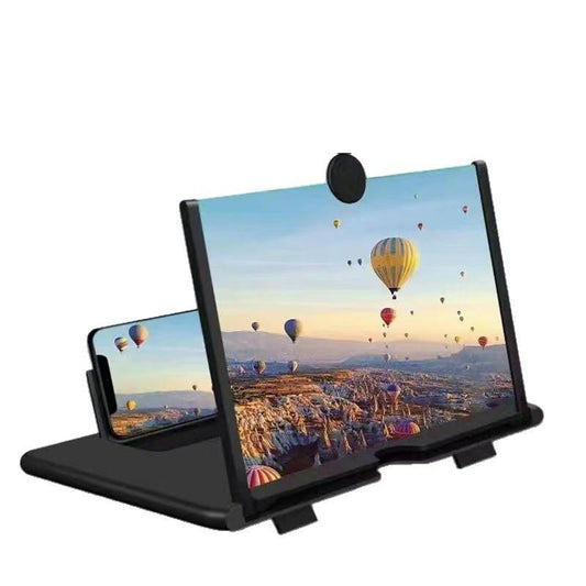Black Portable 10-Inch Mobile Phone Screen Magnifier with Foldable Stand - 3D HD Video Amplifier for Movies & Reading - Pull-Out Design Compatible with All Smartphones - Ideal for Home, Travel & Camping.