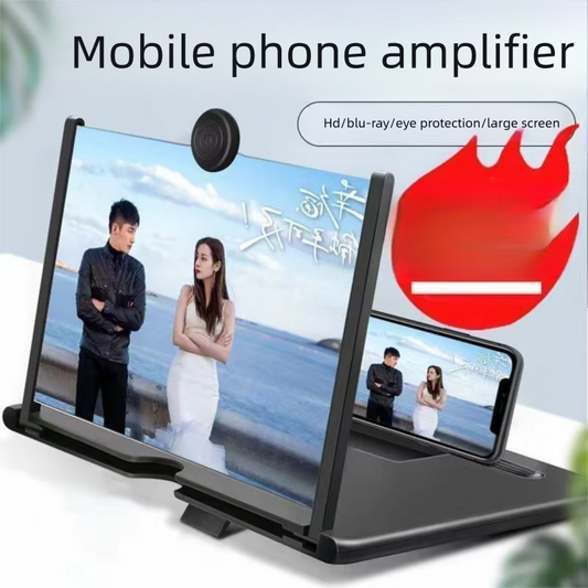 Red Portable 10-Inch Mobile Phone Screen Magnifier with Foldable Stand - 3D HD Video Amplifier for Movies & Reading - Pull-Out Design Compatible with All Smartphones - Ideal for Home, Travel & Camping.