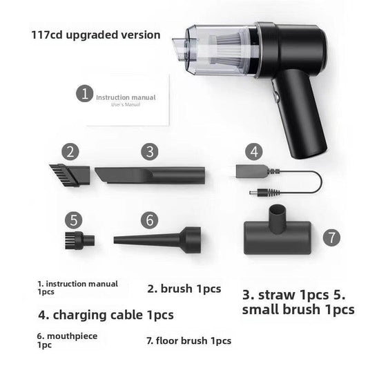 Cordless Handheld Car Vacuum Cleaner 2-in-1 Air Duster Blower 120W High Power Portable Mini Detailer for Auto Home Office Phantom Black.