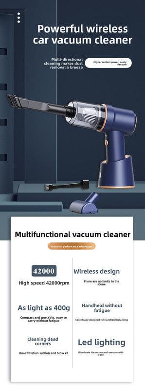 Cordless Handheld Car Vacuum Cleaner 2-in-1 Air Duster Blower 120W High Power Portable Mini Detailer for Auto Home Office Phantom Black.