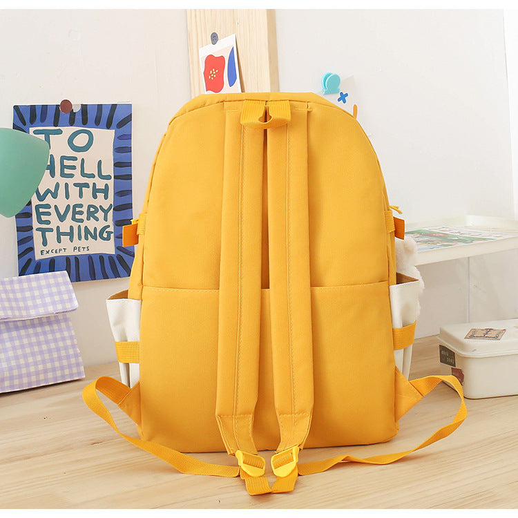 5 Piece Aesthetic School Backpack Set Black Oxford Fabric Fits 14 Inch Laptop
