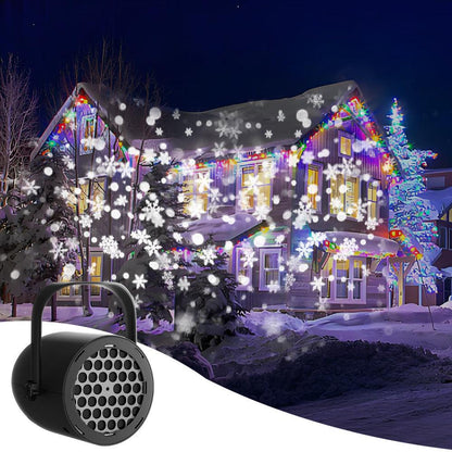 Black Christmas LED Projection Lights Portable USB Holiday Atmosphere Lights 360-Degree Rotating Base Ideal for Indoor Home Decor and Party Decorations Christmas Snowflake Patterns.