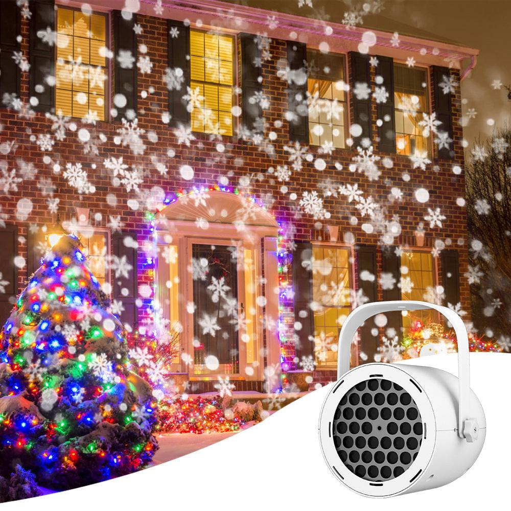 White Christmas LED Projection Lights Portable USB Holiday Atmosphere Lights 360-Degree Rotating Base Ideal for Indoor Home Decor and Party Decorations Christmas Snowflake Patterns.