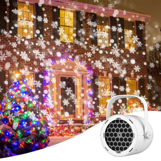 White Christmas LED Projection Lights Portable USB Holiday Atmosphere Lights 360-Degree Rotating Base Ideal for Indoor Home Decor and Party Decorations Christmas Snowflake Patterns.