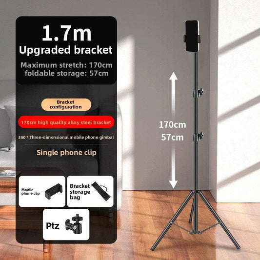 1.7m Black Tripod Stand with Phone Holder Adjustable Floor Stand for Live Streaming Vlogging Overhead Video Recording Makeup Kit with Carry Bag.