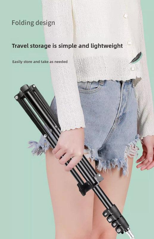 1.7m Black Tripod Stand with Phone Holder Adjustable Floor Stand for Live Streaming Vlogging Overhead Video Recording Makeup Kit with Carry Bag.